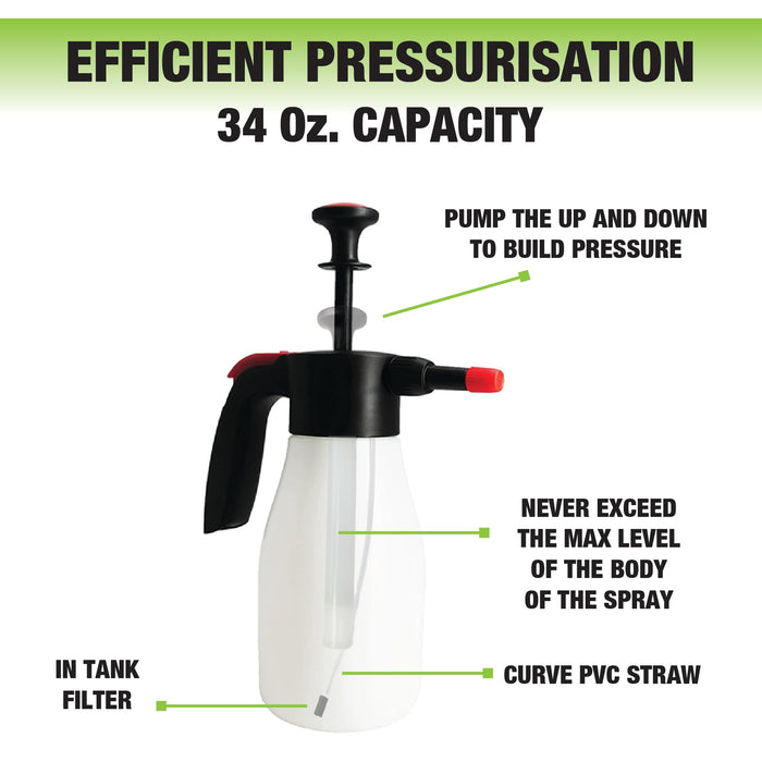 Maxi-Spray Pressure Sprayer Pump Bottle Perfect for Gardening, Fertilizing, Cleaning & General Use Spraying & Car Detailing 1L (6 Pack) 39115