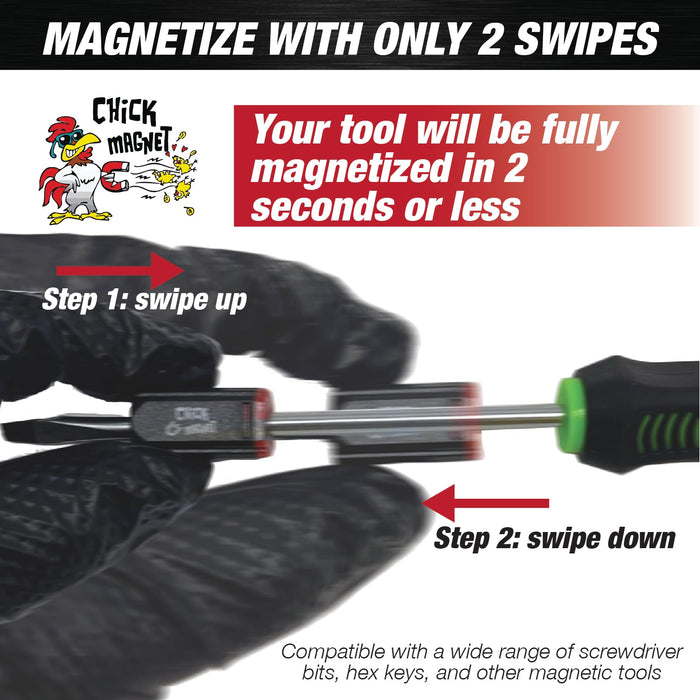 CHICK MAGNET Self-Adjusting Bit Magnetizer Ring, Screwdriver Bit Drive Holder, 5/32 to 1/4 Inch (4 to 6.35mm), Works With Allen/Hex Keys