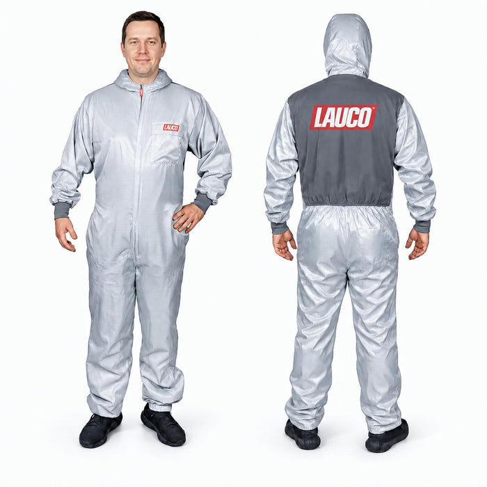 LAUCO Reusable Paint Spray Coverall with Hood, Anti-Static Silicone-Free Protective Suit, 98% Polyester 2% Carbon Fiber (XL)