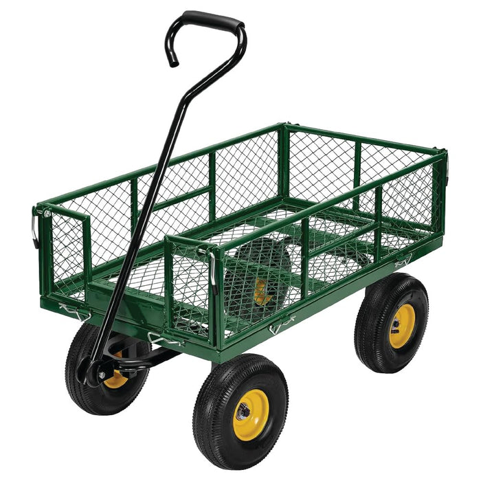 Lauco Garden Cart Heavy Duty Steel with Removable Mesh Sides to Convert into Flatbed, Utility Carts with Wheels, Yard and Garden Wagon, 600 Lb, Green 87226