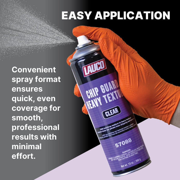 LAUCO Heavy Texture Chip Guard 13 oz Clear Aerosol Spray Can - 2 Pack- Durable, Acrylic Coating Protects Lower Panels From Impact, Chipping & Abrasion, Matches Medium to Coarse OEM Textures - Clear 57088
