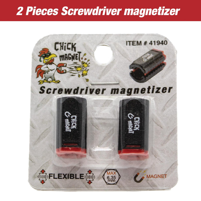 CHICK MAGNET Self-Adjusting Bit Magnetizer Ring, Screwdriver Bit Drive Holder, 5/32 to 1/4 Inch (4 to 6.35mm), Works With Allen/Hex Keys