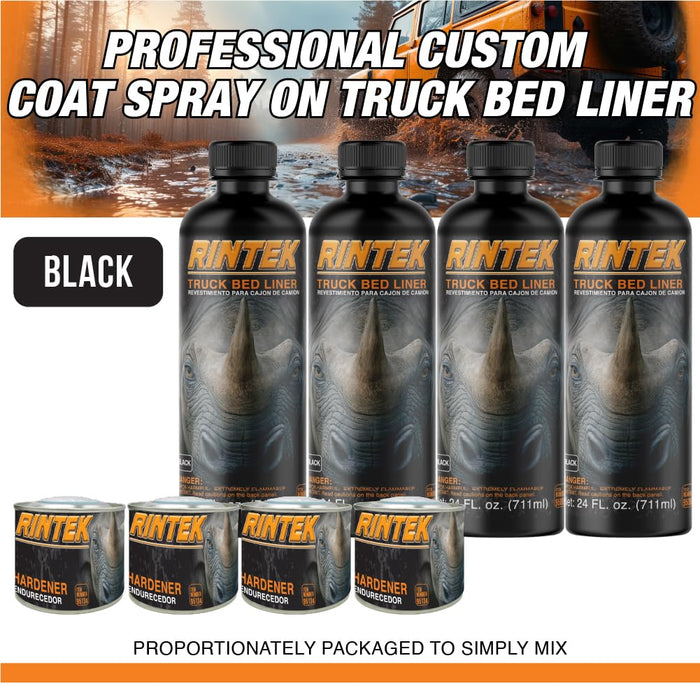 LAUCO Rintek Urethane Spray 8 Quart Kit Black Bedliner Coating, Heavy-Duty Polyurethane Protective Truck Bed Liner Paint, Waterproof Anti-Slip Impact-Resistant Automotive Coating, With Spray Gun 95110