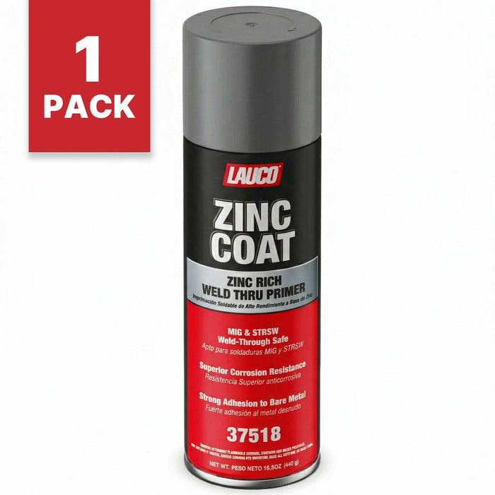 LAUCO Zinc Coat Weld-Thru Primer 15.5 oz, Pack of 1, Zinc Rich Spray for Welding, Anti-Corrosion Coating for Bare Metal, MIG & Spot Welding Safe, Fast Dry Industrial Primer 37518