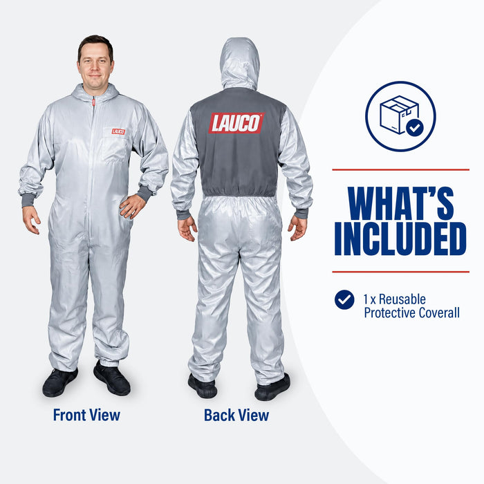 LAUCO Reusable Paint Spray Coverall with Hood, Anti-Static Silicone-Free Protective Suit, 98% Polyester 2% Carbon Fiber (S)