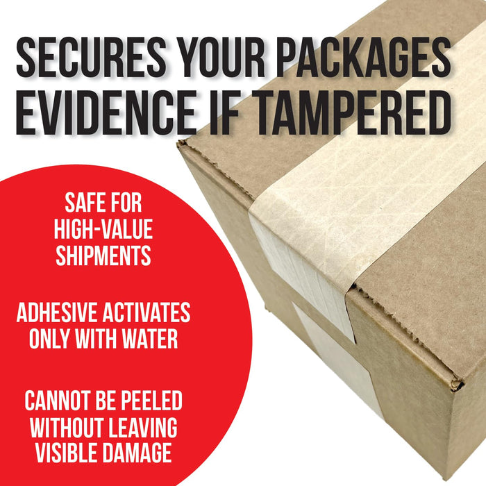 LAUCO Gummed Paper Tape 3" x 450' – Water Activated Kraft Packing Tape with Fiberglass Reinforcement – Heavy Duty, Tamper Evident Shipping Tape – Biodegradable – 10 Rolls