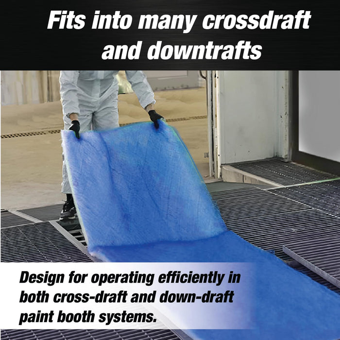 Premium Paint Spray Booth Fiberglass Exhaust Filter Roll - 18 Gram Heavy-Duty Blue Fiberglass Paint Arrestor - Captures Traps Overspray Paint Particles in Autobody Booths (40.5 Inches x 100 Feet)