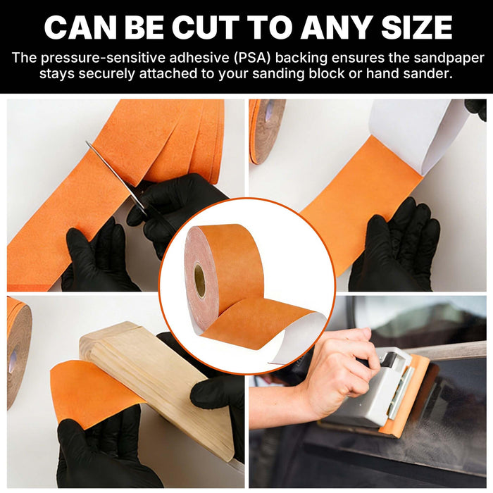 LAUCO Premium 220 Grit Ceramic Grain PSA Self-Adhesive Sanding Roll Each 2.75" x 25 Yard - Self Adhesive Sticky Back Continuous Longboard Sandpaper for Automotive and Woodworking