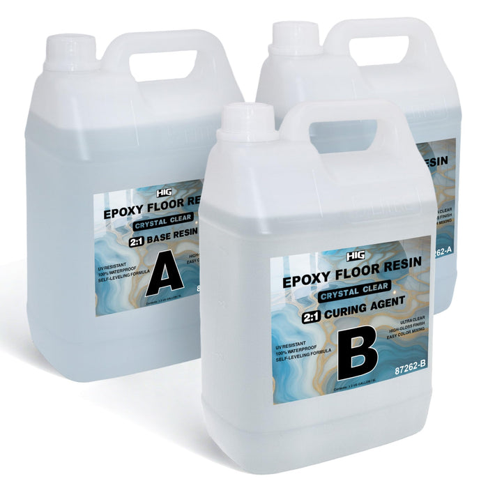 Crystal Clear Epoxy Top Resin Kit 2:1 Ratio – 2.6 Gallon Base Resin (2 Bottles) + 1.3 Gallon Curing Agent (1 Bottle), Self Leveling UV Resistant Waterproof for Top High Gloss Finish