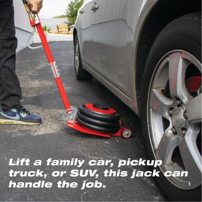 3 Ton Triple Bag Air Jack Lift, 6600 lbs Pneumatic Airbag Jack with Long Handle, Quick Lift Air Jack, Heavy Duty Automotive Jack, 5.5" to 15.5" Lift Range for Cars, SUVs, Pickups and Garage Repair
