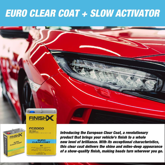 LAUCO FinishX FC2000 2:1 Euro HS Automotive Clear Coat Kit 7.5 Liter Kit with Slow Activator/Hardener (FC2030-2.5 Liter)