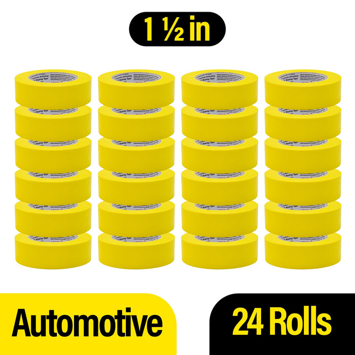 Automotive Masking Tape 1.4in, 24 Rolls Yellow Painters Tape for Car Painting, High Temperature Resistant Refinishing Tape, Clean Removal No Residue, Professional Auto Body Shop Masking Tape Bulk