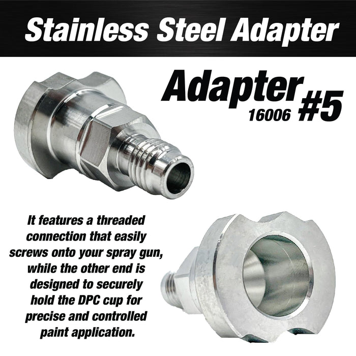 LAUCO Spray Gun Paint System Stainless Steel Adapter (5) (Aftermarket) Compatible with 1.0 System Only and The Disposable Spray Gun Cup Liners and Lid System ADP5