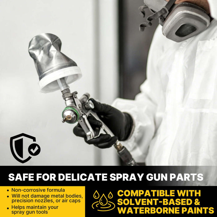 LAUCO Spray Gun Cleaner 14 oz, Pack of 6, High-Performance Paint Gun Cleaner Solvent, Fast Dissolving Aerosol for Waterborne & Solvent Paint, Dual Spray Precision Cleaner for Nozzles, Air Caps & Metal