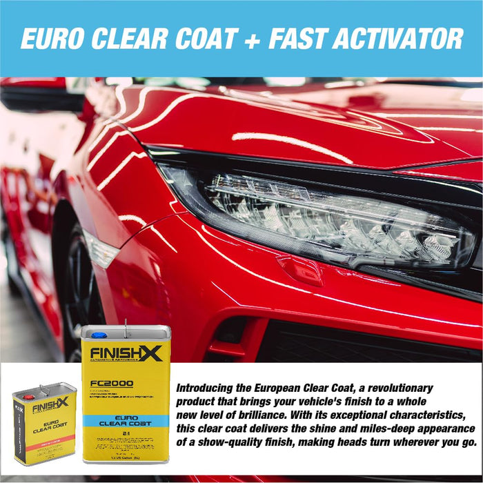 LAUCO FinishX FC2000 2:1 Automotive Euro HS Clear Coat Kit 7.5 Liter Kit with Fast Activator/Hardener (FC2010-2.5 Liter)