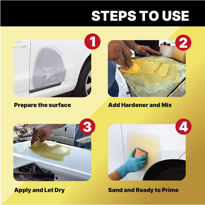 LAUCO Ultra Gold Premium Lightweight Body Filler, Bridges Holes, Water Resistant, Lightweight Filler for Fiberglass, Steel, Plastics, Ultra Gold, 6 Liters + 2 Hardener- 36086