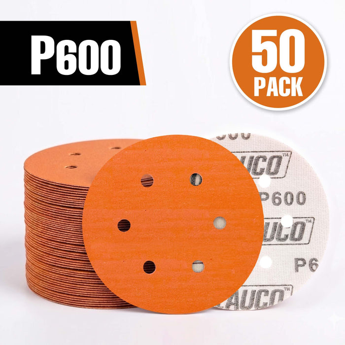 50 PCS 6 Inch 6 Hole Ceramic Sanding Discs P600 Grit, Hook and Loop Orbital Sandpaper, Heavy Duty Sandpaper for Wood, Metal, Automotive, Paint Removal