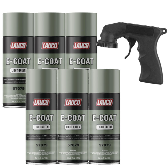 LAUCO E-Coat Light Green 11 Oz Aerosol Spray Can with Aerosol Spray Gun - Pack of 6 57079