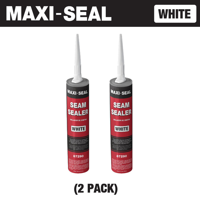 Maxi-Seal Polyurethane Seam Sealer (2-Pack, White, 10.5oz Tube) | Flexible, Brushable Auto Body Filler to Duplicate OEM Seams | Durable Joint Compound for Car & RV Repair