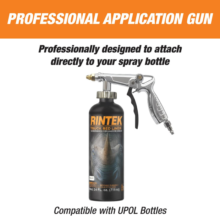LAUCO Rintek Aplicator Bedliner Spray Gun with Air Regulator Attached and 1/4 Inch NPT Air Inlet - Fits 1 Liter U-Pol Raptor Bottles Truck Bed Liner 87202