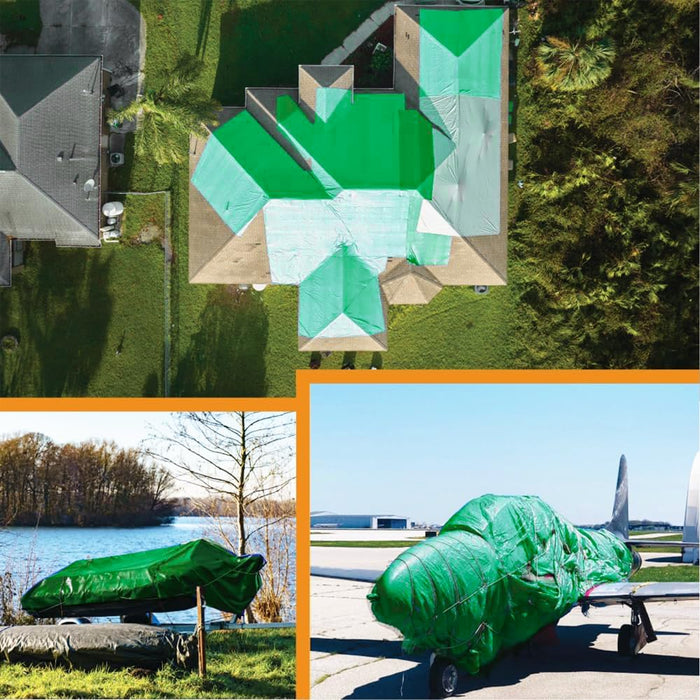 Heavy Duty Green Tarp - 18ft x 24ft - 5 MIL Multipurpose UV Resistant, Waterproof Protective Tarp Cover with Metal Grommets and Reinforced Edges - for Roof, Camping, Patio, Boat, Car 39109