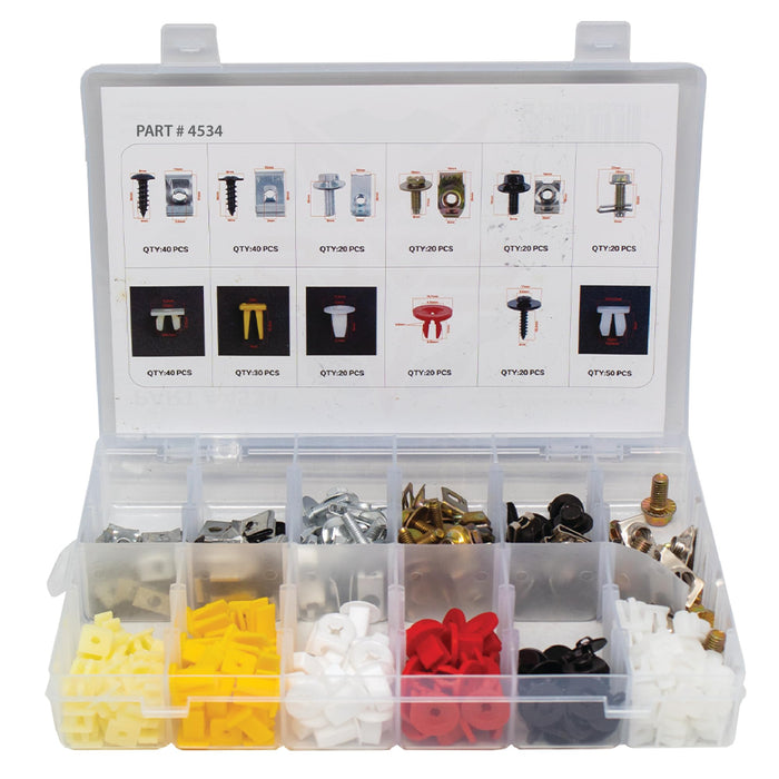 Lauco 340pcs Nylon Grommet Nuts and Screws Assortment for Automotive Body Bumper Fender Liner Grille Headlamp License Plate Door Panel Trim Nuts (340 PCS) 4534