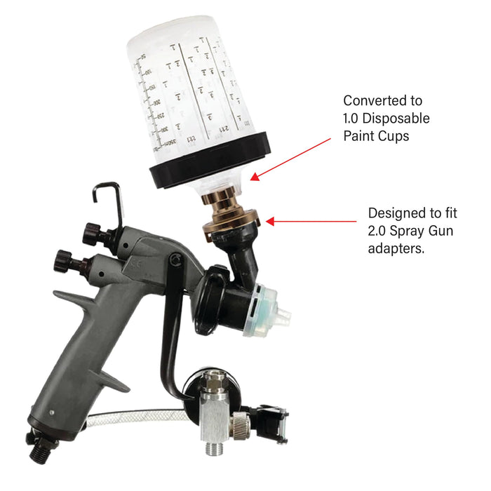 LAUCO 2.0 Converter to 1.0 Adapter for Disposable Paint Spray Gun Cup System - Compatible with Original 1.0 System - Adapter2.0-71883