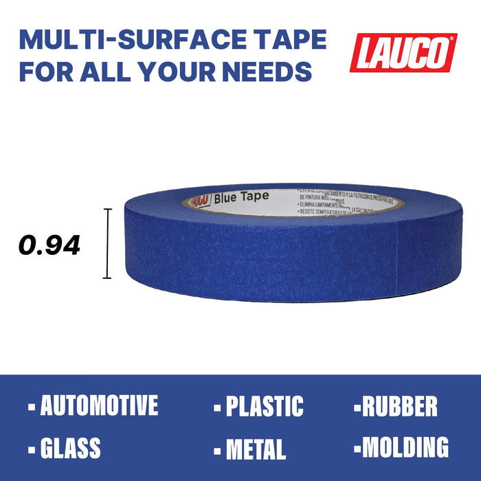 LAUCO Multi-Surface Blue Painter’s Masking Tape, Medium Adhesion, UV-Resistant, Clean Removal, 1.88 in x 60 yds (48mm x 55m) Rolls, Ideal for Indoor & Outdoor Painting, Trim, Walls (0.94 In (9 Rolls))