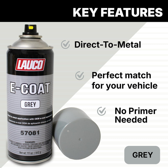 LAUCO E-Coat Gray (6-Pack) - 11oz Aerosol Spray Paint Can w/Gun - Direct to Metal (DTM) Automotive Primer, Restoration, Ecoat Finish (57081)