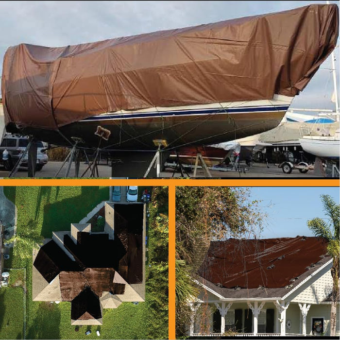 Heavy Brown Tarp - 16 MIL Multipurpose UV Resistant, Waterproof Protective Tarp Cover with Metal Grommets and Reinforced Edges - for Roof, Camping, Patio, Pool, Boat, Car (15ft x 40ft) 38898