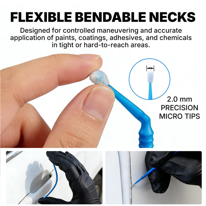 LAUCO 2.0mm Disposable Microbrush Applicator (400 Count - 4 Packs of 100) | Precision Tips for Automotive Paint Touch-Up, Detailing, Adhesives & Sealants 9066