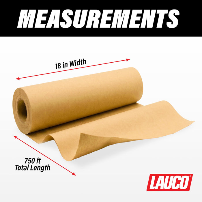 LAUCO Masking Paper Automotive Painters Multi-Purpose 18” x 9000” (750') - Cover Automotive Surface, Packing, Moving, Gift Wrapping, Postal, Shipping, Parcel, Wall Art, Bulletin Boards (2 Rolls)
