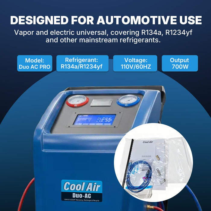 LAUCO Cool Air Duo-AC Machine – Professional Automotive A/C Recovery & Recharge Station | Full-Automatic Dual Refrigerant Service Machine for R134a & HFO-1234yf with 7-Inch Touch Screen (Duo-AC)