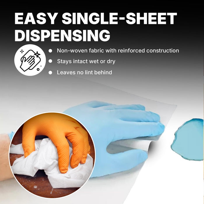 Prep Wipe Lint Free Cleaning Towels, Heavy Duty Cleaning Cloths, Lint Free Wipes, Cleaning Cloths for House & Industrial Use, Disposable Cleaning Rags, Pack of 100 Sheets 9" x 17" (White) 26020