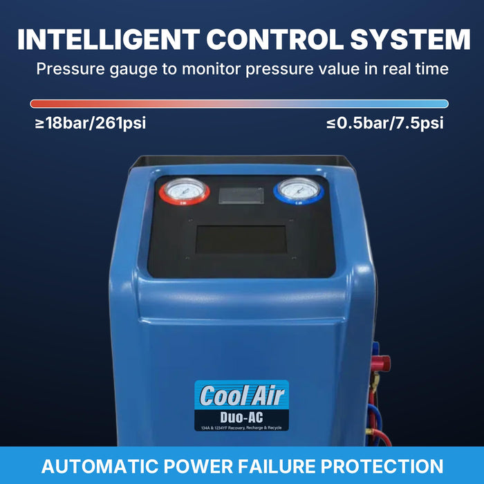 LAUCO Cool Air Duo-AC Machine – Professional Automotive A/C Recovery & Recharge Station | Full-Automatic Dual Refrigerant Service Machine for R134a & HFO-1234yf with 7-Inch Touch Screen (Duo-AC)