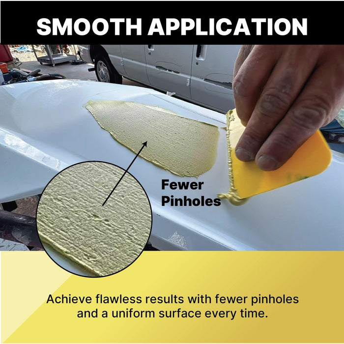 LAUCO Ultra Gold Premium Lightweight Body Filler, Bridges Holes, Water Resistant, Lightweight Filler for Fiberglass, Steel, Plastics, Ultra Gold, 6 Liters + 2 Hardener- 36086