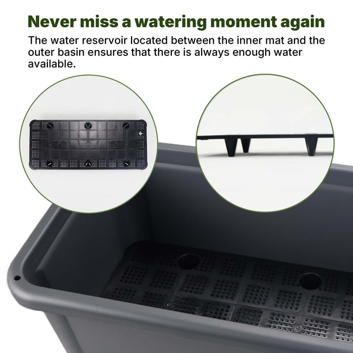 13.2 Gallon Self Watering Raised Garden Bed with or Without Transparent Ventilation Lid Greenhouse, Planter Box with Legs for Indoor/Outdoor Use, Ideal for Herbs & Vegetables (Coffee, Without Lid)
