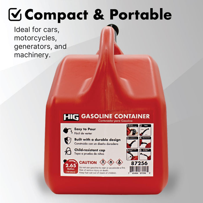 LAUCO Portable Fuel Tank, Gas Container, 3 Gallon Gas & Diesel Container with Transfer Hose and Nozzle, Mobile Fuel Storage for Boats, Docks, Farm, Shop & Garage 87256