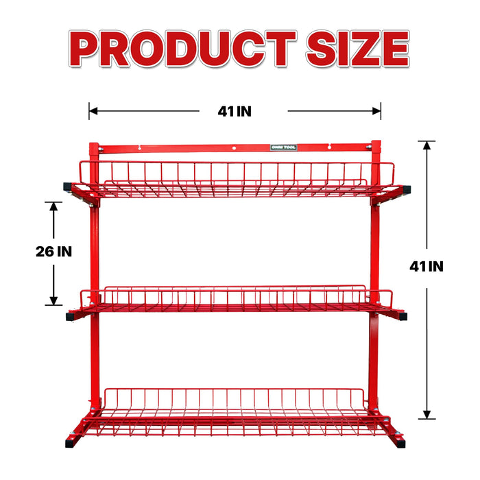 LAUCO Wall Mounted Storage Rack, 3-Level Metal Wall Shelving with Shelf Organizer/Garage Shelving Wall Mounted Heavy Duty [39116]