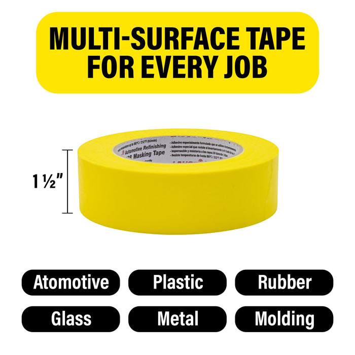 Automotive Masking Tape 1.4in, 24 Rolls Yellow Painters Tape for Car Painting, High Temperature Resistant Refinishing Tape, Clean Removal No Residue, Professional Auto Body Shop Masking Tape Bulk