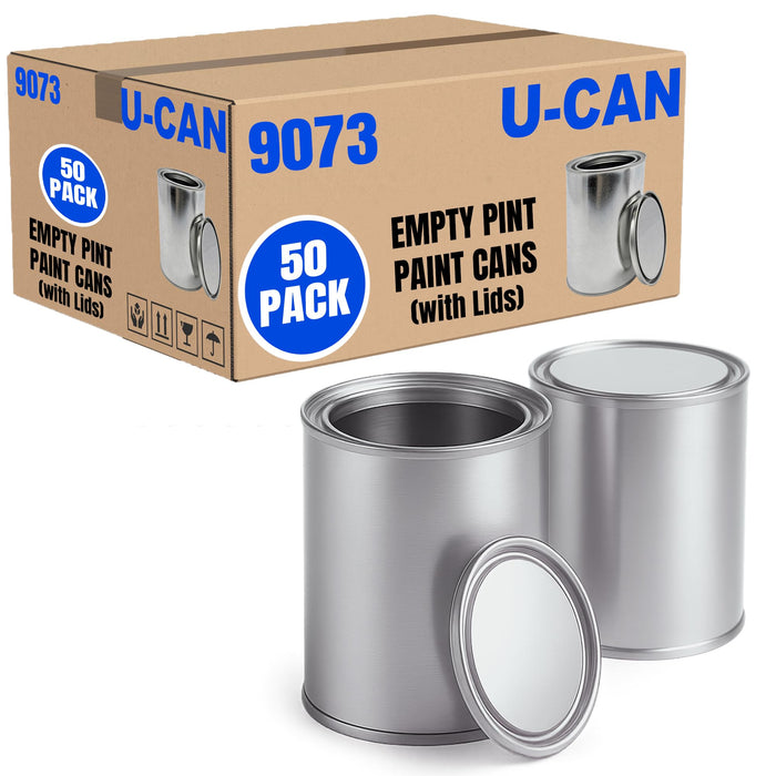 LAUCO Empty Paint Cans with Lids – 16oz, 50 Pack Metal Paint Cans in Multiple Bulk Pack Sizes – DIY, Crafts, Resin, Adhesives & Storage 9073