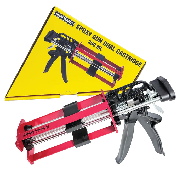 LAUCO Dual Cartridge Epoxy Gun 200 ml – Manual 1:1 and 2:1 Adhesive Applicator for Panel Bonding, Structural Epoxy, Fillers, and Plastic Repair (33093)