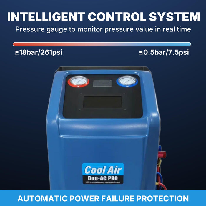Cool Air Duo-AC Machine PRO – Professional Automotive A/C Recovery & Recharge Station | Full-Automatic Dual Refrigerant Service Machine for R134a & HFO-1234yf with 7-Inch Touch Screen (Duo-AC PRO)