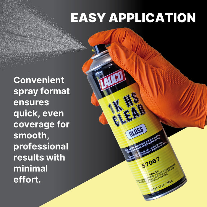 LAUCO 1K HS Gloss Clear 13 oz. Automotive Aerosol Spray Paint Can - Pack of 4 - Acrylic Clear Coat Perfect for Protecting Refinish Color on Small Accessories 57067