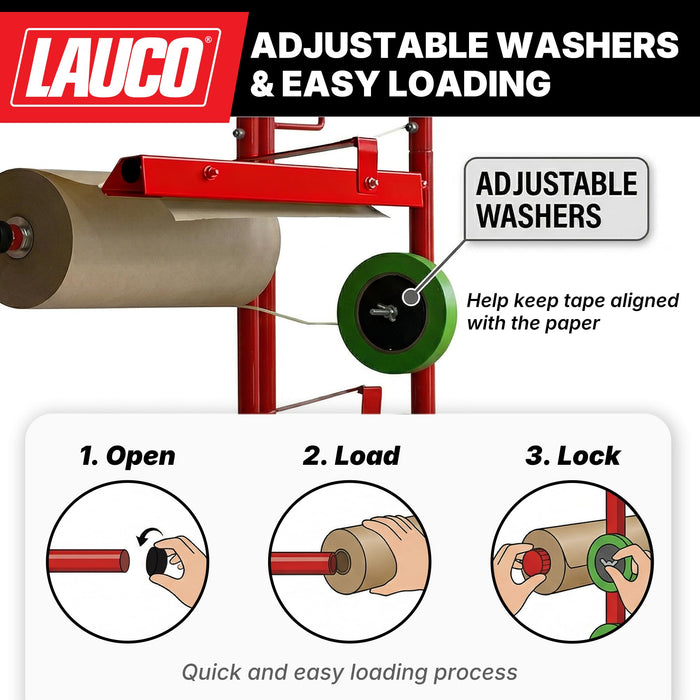 LAUCO Portable Slimline Mobile Masking Paper Machine Dispenser, Masking Machine Mobile Tree Style Mobile Masking Paper Station & Tape Dispenser Station, Stand Holds Multiple Rolls- (1680)