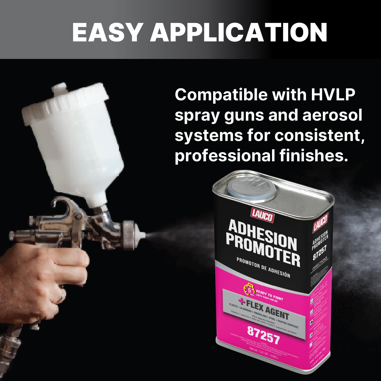 LAUCO Adhesion Promoter Quart, Automotive Surface Adhesion Enhancer with Flex Agent for Plastic, Metal, Fiberglass, and Vinyl, Fast Dry, Ready to Paint in 5 Minutes 87257