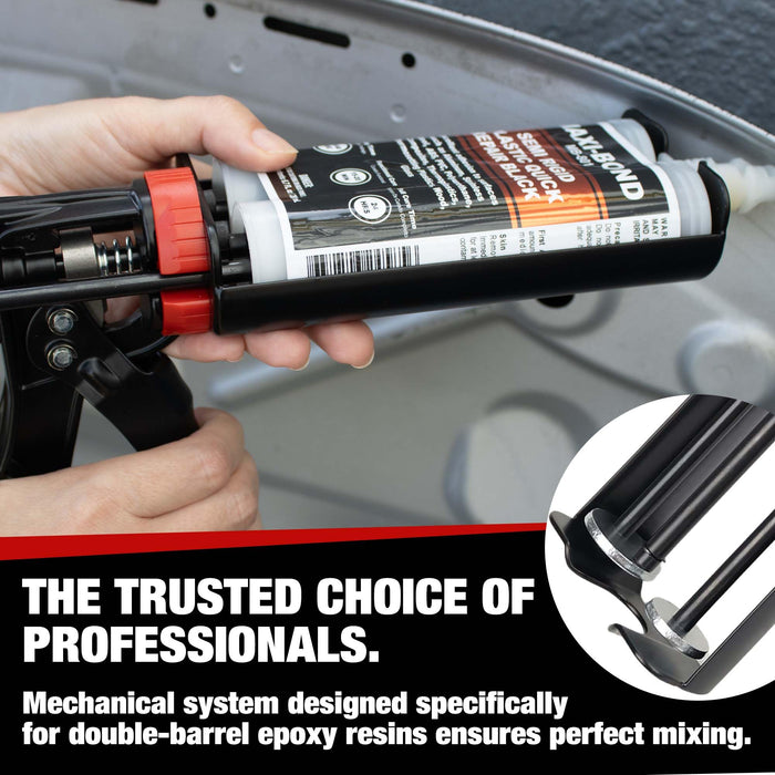 LAUCO Epoxy Gun Dual Cartridge 200 ml, Dual Cartridge Epoxy Gun, Manual Dual Cartridge Epoxy Gun for Panel Bonding Adhesive Applicator, Fillers, Structural Epoxy, Plastic Repair Adhesives (Black)
