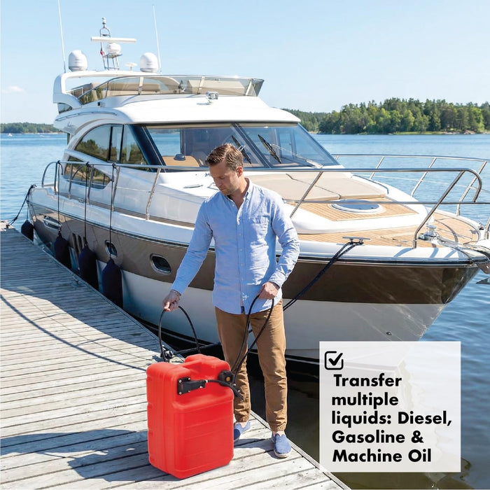 LAUCO Portable Marine Fuel Tank– 6.34 Gallons Gas & Diesel Container with Transfer Hose and Nozzle, Mobile Fuel Storage for Boats, Docks, Farm, Shop & Garage 87239