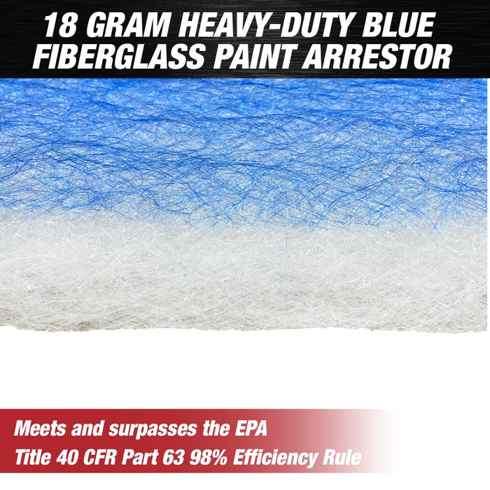 Premium Paint Spray Booth Exhaust Filter Roll - 18 Gram Heavy-Duty Blue Fiberglass Paint Arrestor - Captures Traps Overspray Paint Particles in Autobody Booths (48 Inches x 100 Feet) 26488
