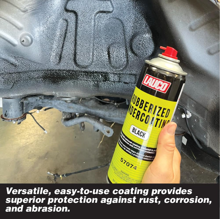 LAUCO Rubberized Undercoating Black (2-Pack) - 15oz Aerosol Spray Paint Can - Automotive & Truck Undercoat, Rust, Corrosion, Sound Deadener Coating for Metal & Plastic (57074)